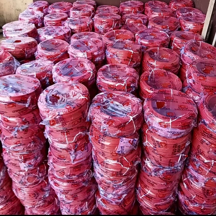 Coils of single core house wiring cable